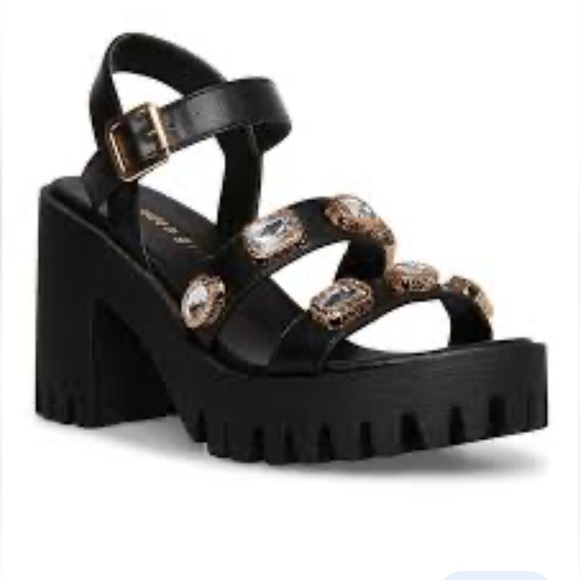 Jeweled black chunky sandal’s - Picture 3 of 13